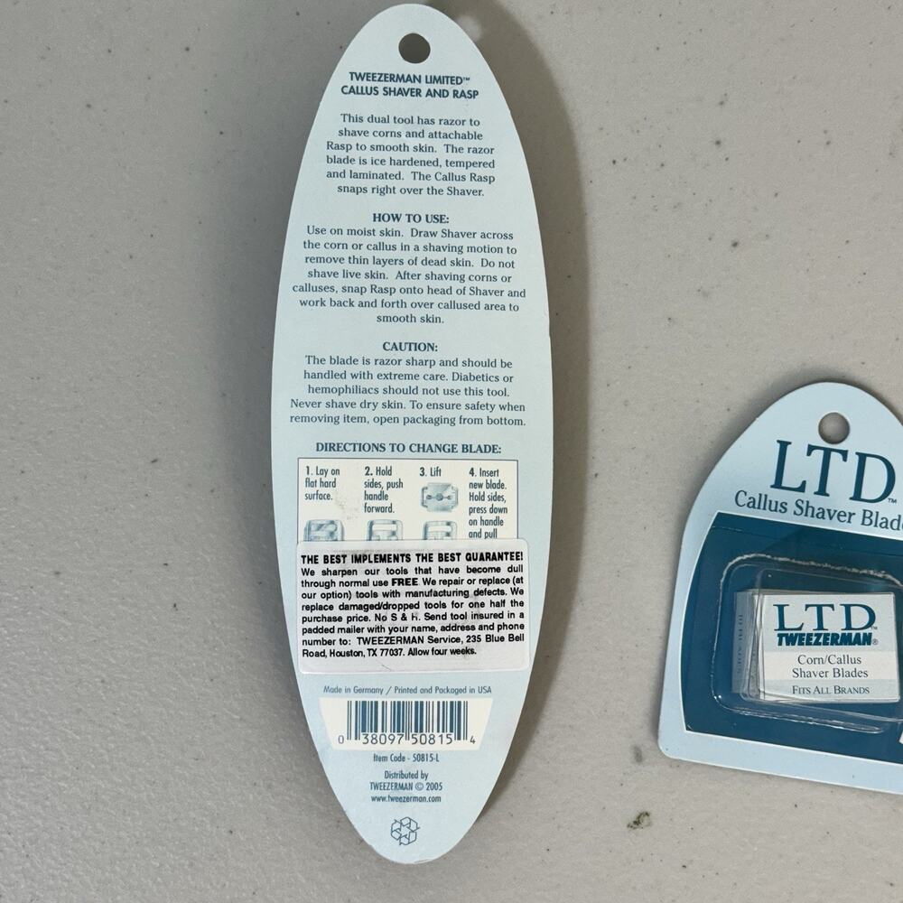 Tweezerman Safety Slide Callus Shaver & Rasp With Refill Blades Made In Germany - Picture 5 of 6